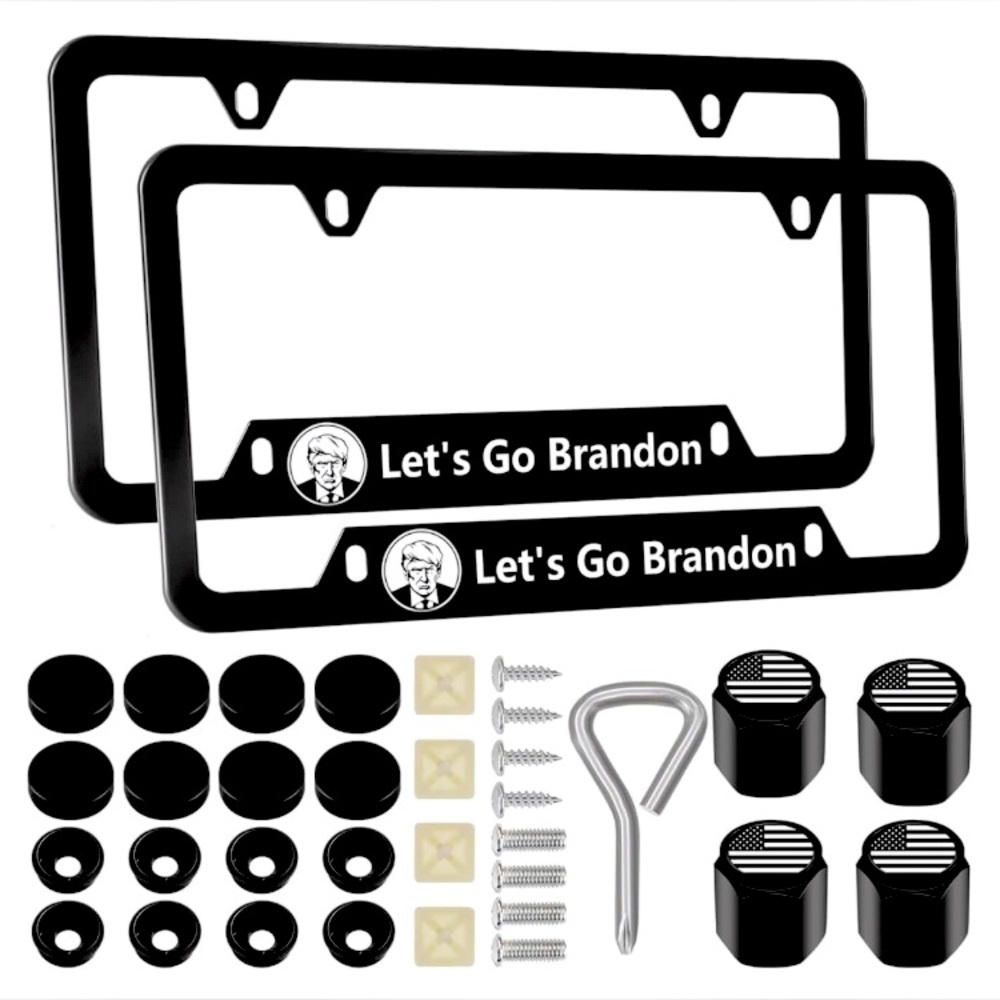 Lets Go Brandon 
2 PCS License Plate Frames
Screw Caps Cover Set Car Accessories